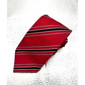 Donald Trump Signature Collection Red Silk Stripe Tie Black Silver American